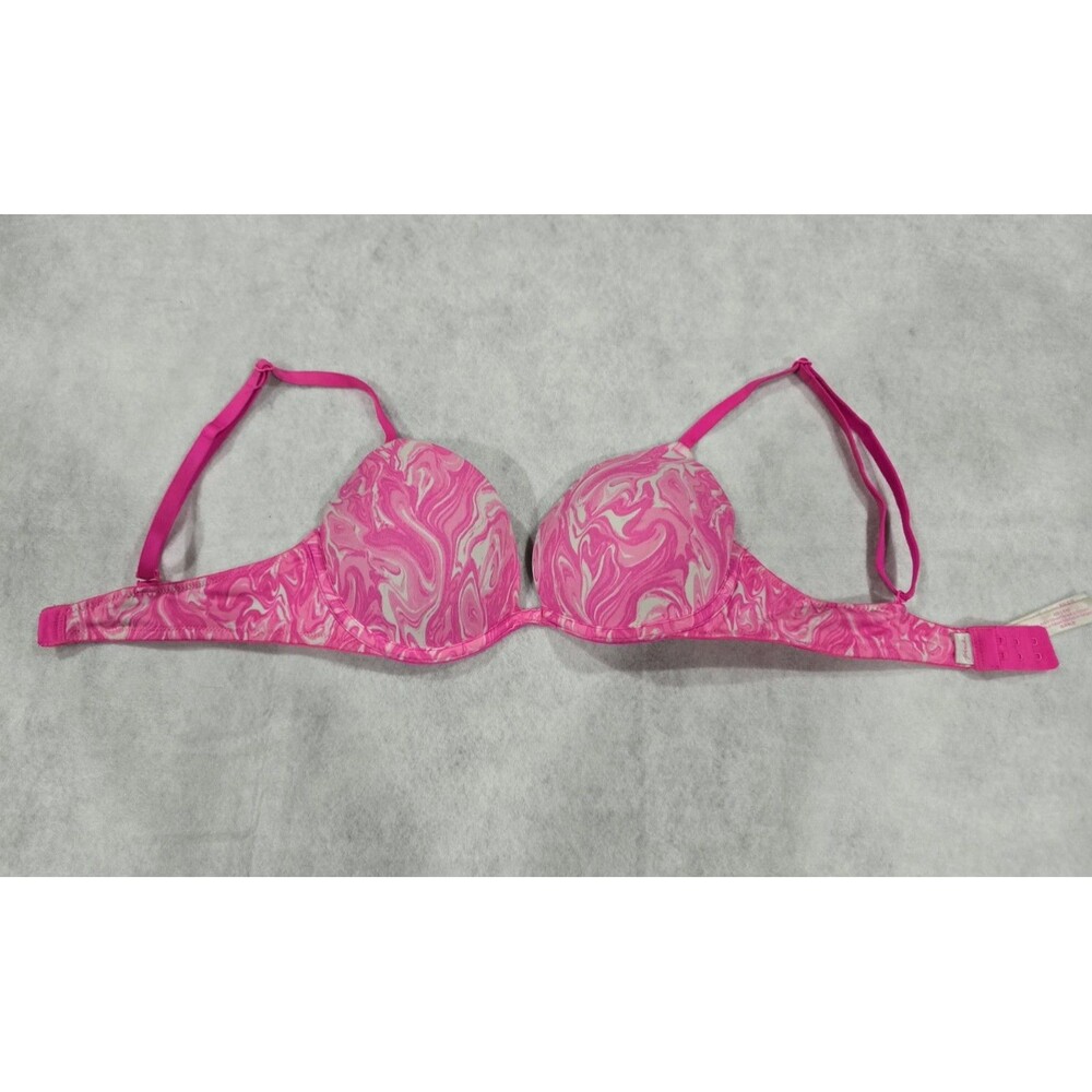 Victoria's Secret PINK Wear Everywhere Push-Up Bra Pink Marble Swirl 32B